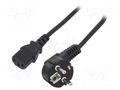 Cable; 3x1mm2; CEE 7/7 (E/F) plug angled,IEC C13 female; PVC; 3m ESPE KAB-EUL-P3-3.0-BK
