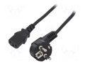 Cable; 3x1mm2; CEE 7/7 (E/F) plug angled,IEC C13 female; PVC; 3m ESPE KAB-EUL-P3-3.0-BK