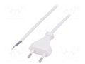 Cable; 2x0.5mm2; CEE 7/16 (C) plug,wires; PVC; 1.6m; white; 2.5A ESPE KAB-EU-OP-1.6-WH