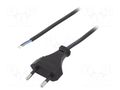Cable; 2x0.5mm2; CEE 7/16 (C) plug,wires; PVC; 1.6m; black; 2.5A ESPE KAB-EU-OP-1.6-BK