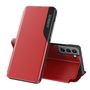 Eco Leather View Case elegant case with a flip cover and stand function for Samsung Galaxy S22 + (S22 Plus) red, Hurtel 5907769337949
