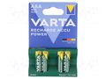 Re-battery: Ni-MH; AAA,R3; 1.2V; 800mAh; LONGLIFE; blister; 4pcs. VARTA ACCU-R3/800-V
