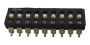 DIP SW, SPST, 9POS, 0.025A, 24VDC, SMD A6S-9104-H