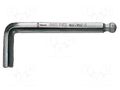 Wrench; Hex Plus key,spherical; HEX 4mm; Overall len: 80mm; steel WERA WERA.05133154001