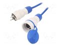 Extension lead; 3x1.5mm2; Sockets: 1; PUR; blue; 5m; 16A KEL W-99153