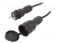 Extension lead; 3x1.5mm2; Sockets: 1; rubber; black; 20m; 16A KEL W-99197