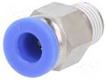 Push-in fitting; straight; -0.95÷15bar; nickel plated brass PNEUMAT 123.018-6