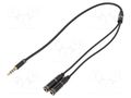 Cable; Jack 3,5mm 4pin plug,Jack 3.5mm socket x2; 0.2m; black GEMBIRD CCA-417M