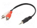 Cable; Jack 3.5mm 3pin plug,RCA plug x2; 0.2m; black; PVC GEMBIRD CCA-458/0.2