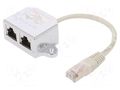 Splitter; RJ45 socket x2,RJ45 plug x1; 0.15m; F/UTP; Colour: grey GEMBIRD NCA-SP-02