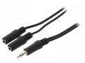 Cable; Jack 3.5mm 3pin plug,Jack 3.5mm socket x2; 5m; black; PVC GEMBIRD CCA-415