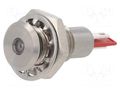 Indicator: LED; flat; red; Ø12.1mm; IP67; DX0505; connectors BULGIN DX0505/RD/00