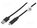 Cable; USB 3.0; USB A socket,USB C plug; 1.8m QOLTEC QOLTEC-50363