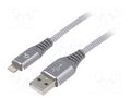 Cable; USB 2.0; Apple Lightning plug,USB A plug; gold-plated; 1m GEMBIRD CC-USB2B-AMLM-1WB2