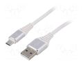 Cable; USB 2.0; USB A plug,USB B micro plug; gold-plated; 2m GEMBIRD CC-USB2B-AMMBM2BW2