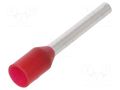 Tip: bootlace ferrule; insulated; 1mm2; 12mm; tinned; crimped; red WAGO 216-263