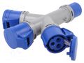 Connector: AC supply; splitter; male/female; 16A; 230VAC; IP44 PCE 9432000
