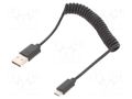 Cable; coiled,USB 2.0; USB A plug,USB B micro plug; gold-plated GEMBIRD CC-MUSB2C-AMBM-0.6