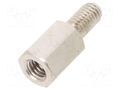 Screwed spacer sleeve; 7mm; Int.thread: M3; Ext.thread: M3; brass DREMEC TFM-M3X7/DR213K