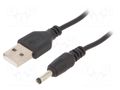 Cable; USB A plug,DC 3,5/1,35 plug; black; 1.8m GEMBIRD CC-USB-AMP35-6