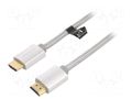 Cable; HDMI plug,both sides; PVC; textile; 0.75m; silver; HDMI 2.0 VENTION AABIE