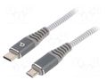 Cable; USB 2.0; USB B micro plug,USB C plug; 1.5m; white-grey GEMBIRD CC-USB2B-CMMBM-1.5