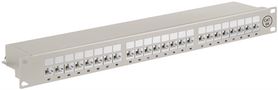 CAT 6a 19-Inch (48.3 cm) Patch Panel, 24-Port (1 U), grey - STP shielded 90855