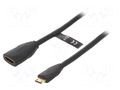 Cable; HDMI socket,mini HDMI plug; PVC; HDMI 1.4; 1m; black; 30AWG VENTION ABAAF