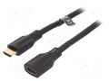 Cable; HDMI socket,HDMI plug; PVC; HDMI 2.1; 1m; black; 28AWG VENTION AHBBF