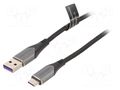Cable; USB 2.0; USB A plug,USB C plug; nickel plated; 2m; black VENTION COFHH
