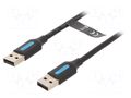 Cable; USB 2.0; USB A plug,both sides; nickel plated; 0.5m; black VENTION COJBD