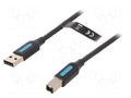 Cable; USB 2.0; USB A plug,USB B plug; nickel plated; 0.5m; black VENTION COQBD