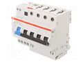 RCBO breaker; Inom: 16A; Ires: 30mA; Poles: 4; 400VAC; IP20; 10÷25mm2 ABB DS204AC-B16/0.03