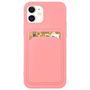 Card Case Silicone Wallet Case with Card Slot Documents for Samsung Galaxy A73 pink, Hurtel 5907769346705