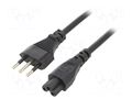 Cable; 3x0.75mm2; CEI 23-50 (L) plug,IEC C5 female; PVC; 1.8m LIAN DUNG SN321-3/07/1.8BK