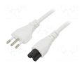 Cable; 3x0.75mm2; CEI 23-50 (L) plug,IEC C5 female; PVC; 3m; 10A LIAN DUNG SN321-3/07/3WH