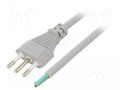 Cable; 3x1mm2; CEI 23-50 (L) plug,wires; PVC; 1m; grey; 10A; 250V LIAN DUNG S26-3/10/1GY