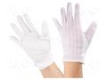 Protective gloves; ESD; M; polyester,polyurethane; white ANTISTAT ATS-109-0016