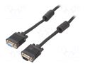 Cable; D-Sub 15pin HD socket,D-Sub 15pin HD plug; black; 3m GEMBIRD CC-PPVGAX-10-B