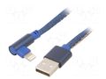 Cable; USB 2.0; Apple Lightning angled plug,USB A plug; 1m; blue GEMBIRD CC-USB2J-AMLML-1BL