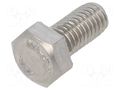 Screw; M5x10; 0.8; Head: hexagonal; A2 stainless steel; DIN 933 KRAFTBERG M5X10/D933-A2