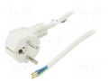 Cable; 3x1mm2; CEE 7/7 (E/F) plug angled,wires; PVC; 3m; white GOOBAY S4-3/10/3WH