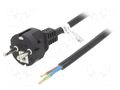 Cable; CEE 7/7 (E/F) plug,wires; PVC; 2m; black; 16A; 250V Goobay S5-3/07/2BK