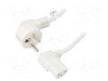 Cable; CEE 7/7 (E/F) plug angled,IEC C13 female angled right Goobay SN325-3/07/2WH