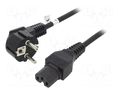 Cable; CEE 7/7 (E/F) plug angled,IEC C15 female; PVC; 2m; black Goobay SN327-3/07/2BK