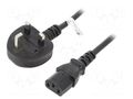 Cable; 3x1mm2; BS 1363 (G) plug,IEC C13 female; PVC; 1.8m; black GOOBAY SN40-3/10/1.8BK