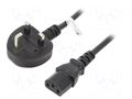 Cable; 3x1mm2; BS 1363 (G) plug,IEC C13 female; PVC; 1.8m; black GOOBAY SN40-3/10/1.8BK