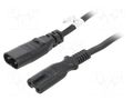 Cable; IEC C7 female,IEC C8 male; PVC; 2m; black; 2.5A; 250V Goobay SN44-2/07/2BK
