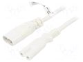 Cable; 2x0.75mm2; IEC C7 female,IEC C8 male; PVC; 2m; white; 2.5A GOOBAY SN44-2/07/2WH