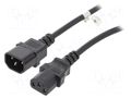 Cable; 3x1mm2; IEC C13 female,IEC C14 male; PVC; 3.5m; black; 10A GOOBAY WN112-3/10/3.5BK